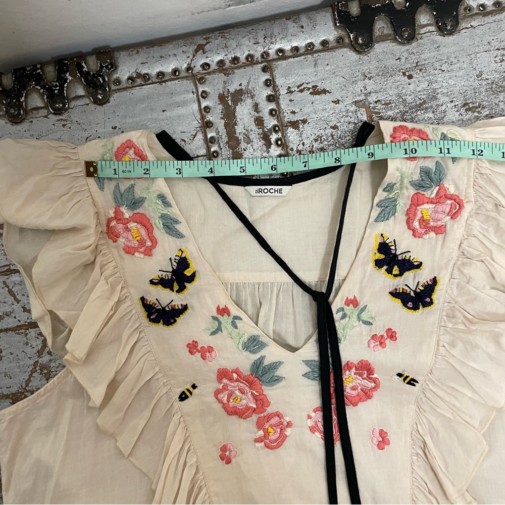 St. Roche Embroidered Floral Ruffle Sleeveless Top - Picture 13 of 15